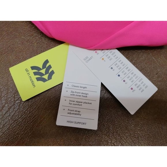 Women's High Support Zip-Front Mesh Crossback Bra - All in Motion Neon Pink 36D - Picture 5 of 6